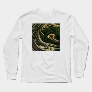 Abstract Dark green black Marble colors grading pattern Long Sleeve T-Shirt